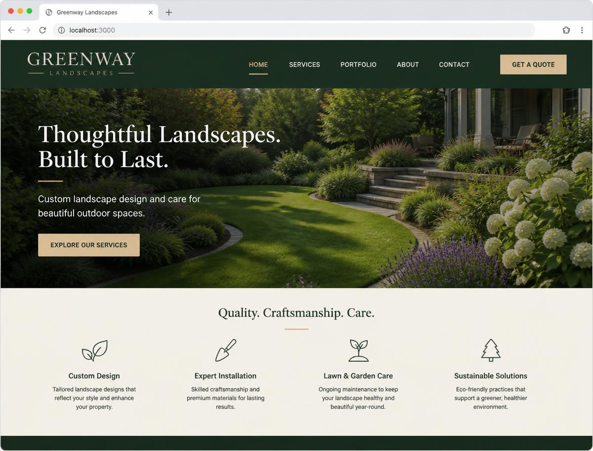Greenway Landscapes sample website design by Business Elevation